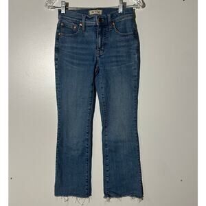 Madewell Mid-Rise Kick Out Bootcut Distressed Ankle Washed Denim Jeans Womens 23